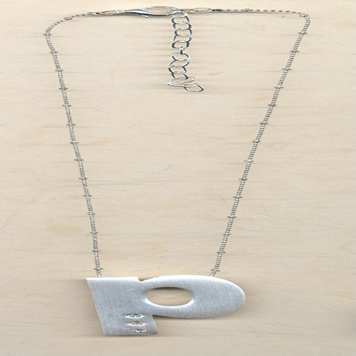 Initial P Necklace in Silvertone