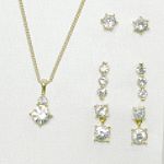 Sears Roebuck and Co. Goldtone/Crystal 4 Piece Earrings and Drop Pendant Set