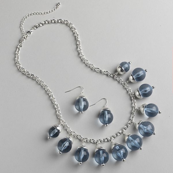 Great Price Multiples Aqua Chain Necklace with Large Bead Front