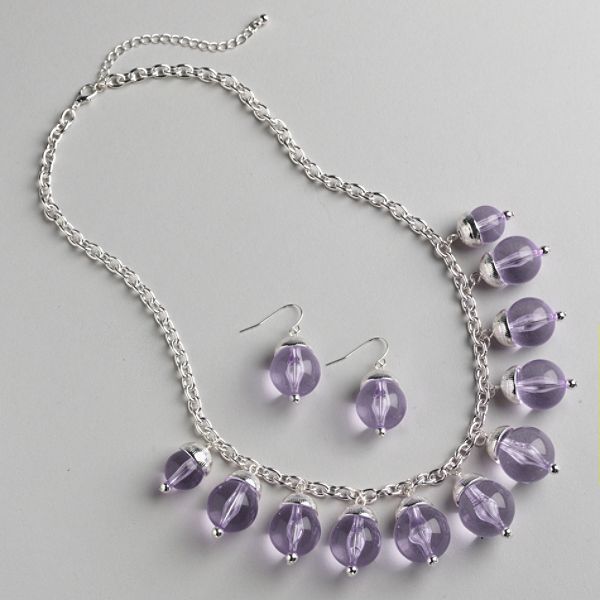 Great Price Multiples Purple Chain Necklace with Large Bead Front
