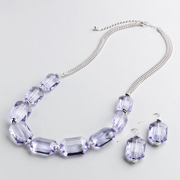 Great Price Multiples Purple Large Faceted Bead in Front Triple Chain