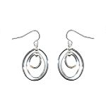 3-Oval Drop Pierced Earring. Silverplate