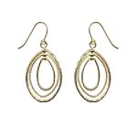 3-Oval Textured Drop Pierced Earring. Goldplate