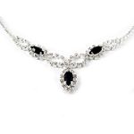 Metaphor Jet Black Navette and Crystal Stone Drop Necklace