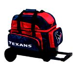 NFL DOUBLE ROLLER - TWO BALL WHEELED BOWLING BAG - HOUSTON TEXANS