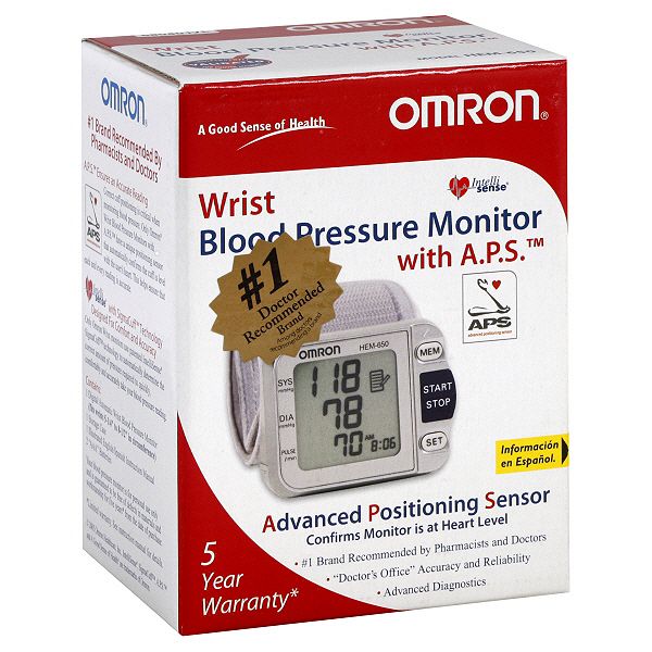 Omron Blood Pressure Monitor with A.P.S. with IntelliSense, Wrist 1 monitor