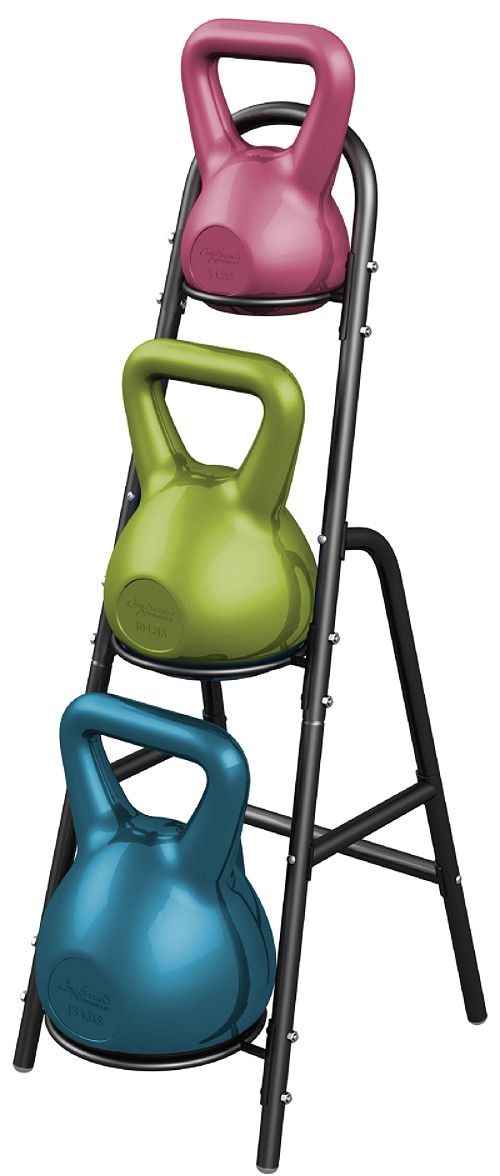 Cory Everson Fitness Kettle Bell Set with Storage  Rack