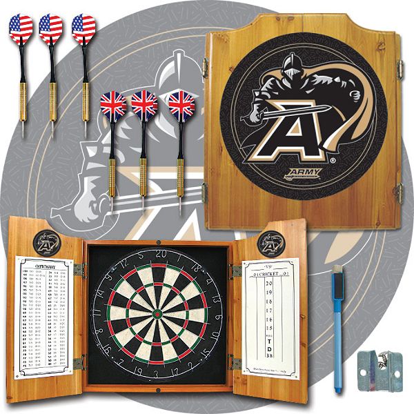 Trademark US Army Dart Cabinet including Darts and Board