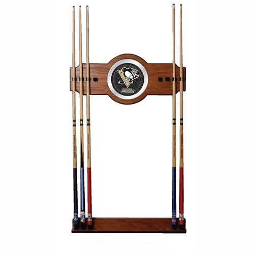 Trademark Global Inc. NHL Pittsburgh Penguins 2 piece Wood and Mirror Wall Cue Rack
