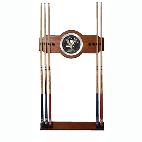 Trademark Global Inc. NHL Pittsburgh Penguins 2 piece Wood and Mirror Wall Cue Rack