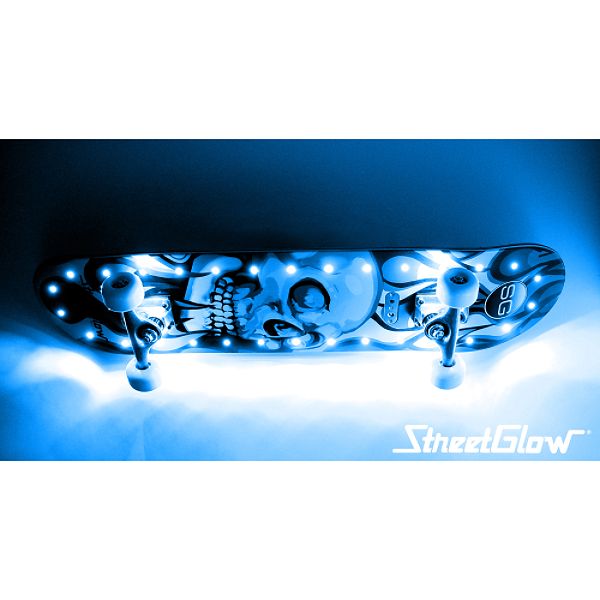 StreetGlow Flame/Skull BLUE LED Lighted Skateboard