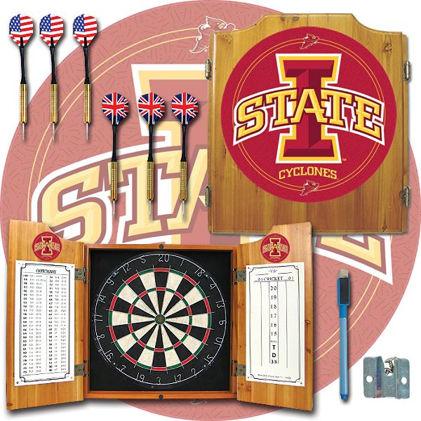 Trademark Iowa State University Dart Cabinet with Darts and Board