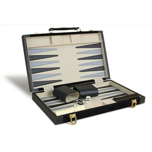Sterling Games 15" Bakgammon - Black Suede