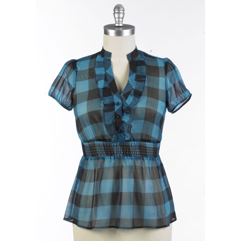 Sam and Max Smocked Waist Ruffle Blouse