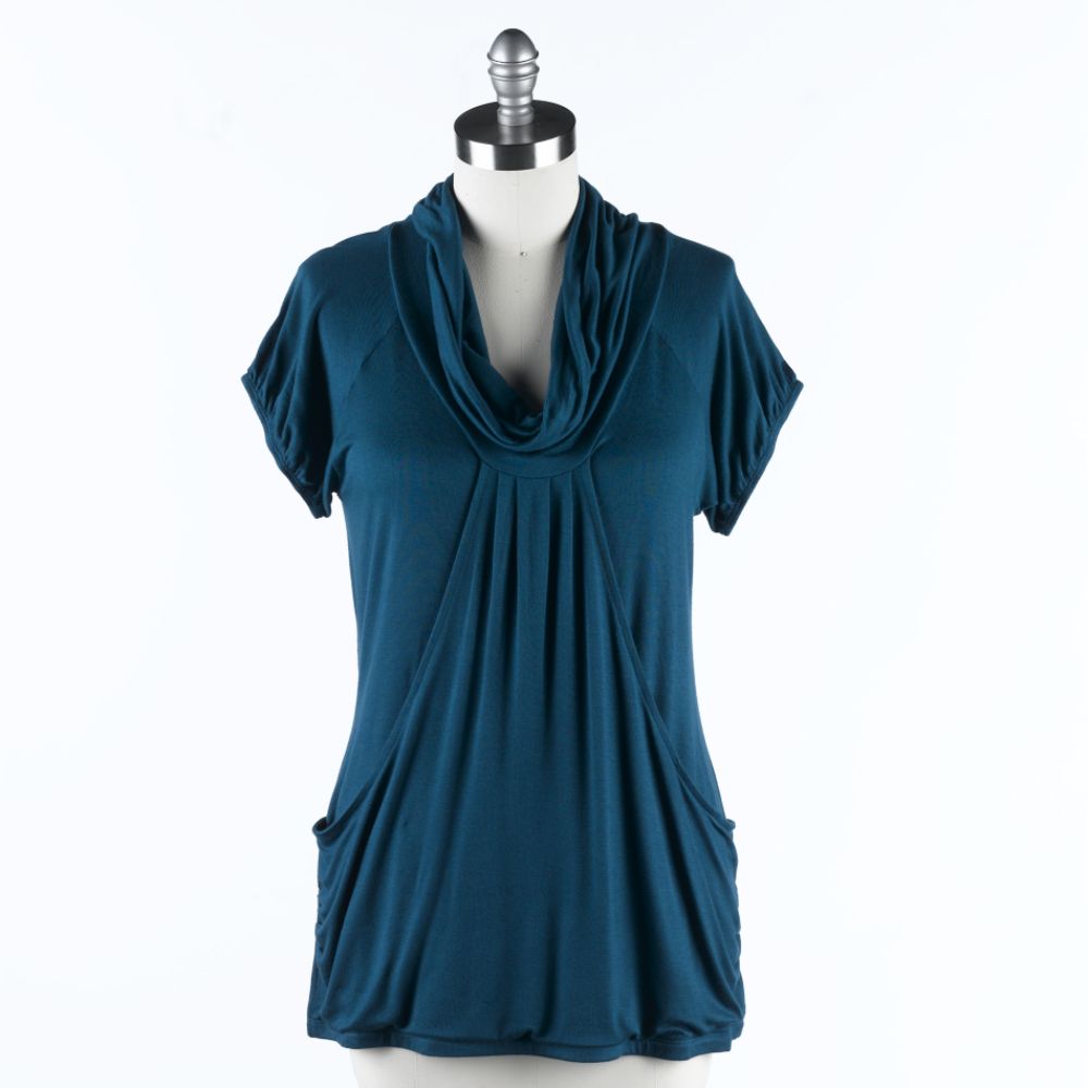 Suzie Couture Cowl Neck Kangaroo Pocket Top