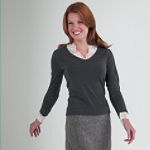 Covington Long Sleeve Duet Sweater with Lace Trim