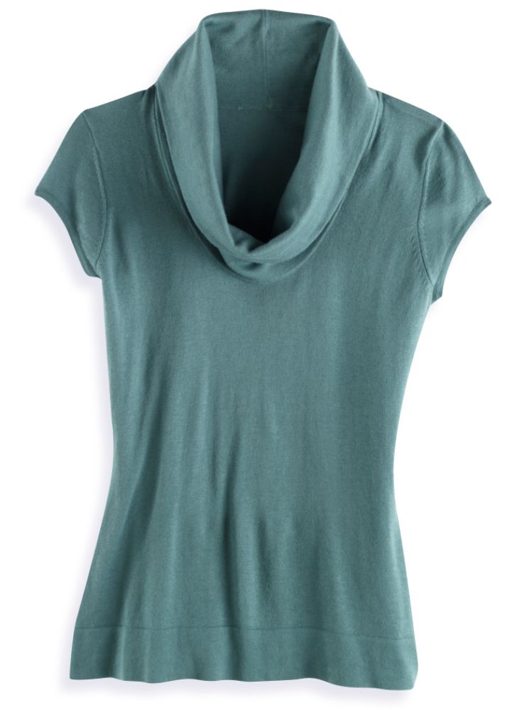 Apostrophe Short Sleeve Cowlneck Sweater