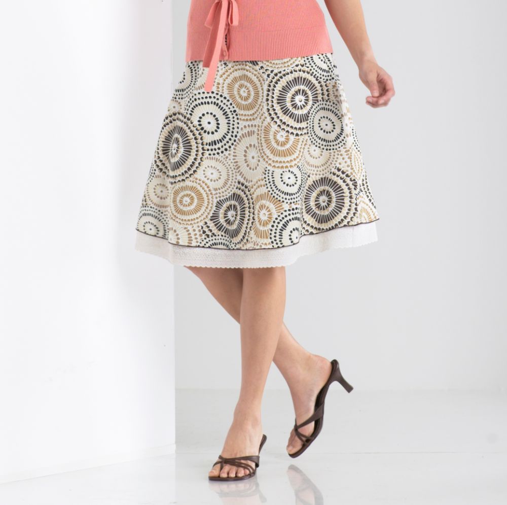 Apostrophe Circle Print Skirt
