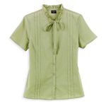Canyon River Blues Short Sleeve Top with Pintucked Front and Neck Tie