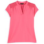 Apostrophe Short Sleeve Eyelet Yoke Top by 