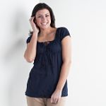 Canyon River Blues Solid Eyelet Tie Top by