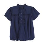 Canyon River Blues Puff Sleeve Ruffle Woven