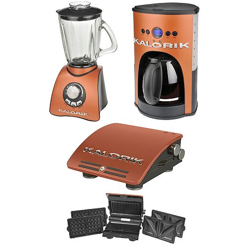 Kalorik Aztec 500 Watt Blender, Combo Grill, and 12 Cup Coffee Maker in Satin Copper - AztecKit 