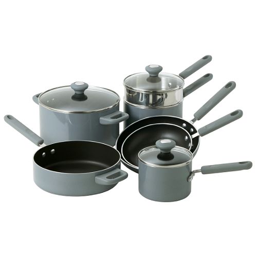 Kenmore 10 pc. Nonstick Aluminum Cookware Set, Lexus Grey