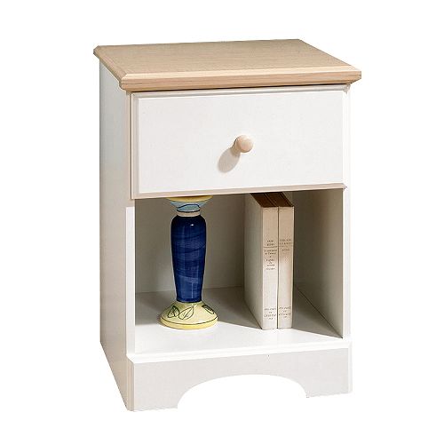 South Shore Summertime 25"H x 18"W x 16"D Night Stand - Pure White And Maple