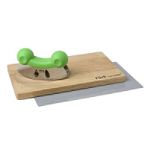 Rachael Ray Froggy Double-Bladed Mezzaluna with Wooden Cutting Board and Non-Slip Mat