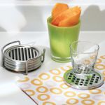 Click here to buy Inter Design Stainless Steel Coasters, 4 pc. Set.