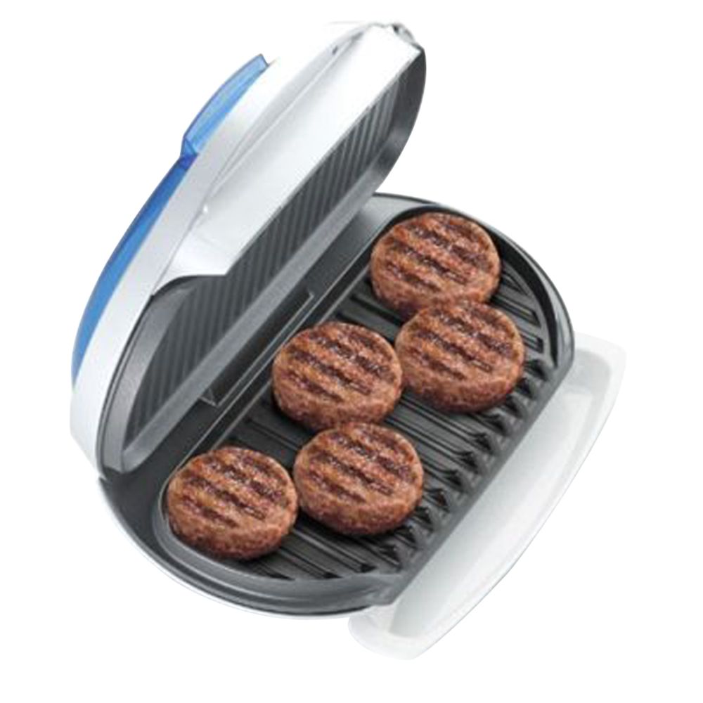 George Foreman Family-Sized Grill w/Indigo Bun Warmer