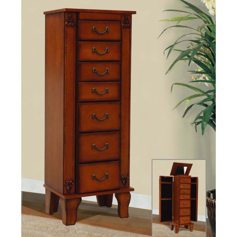 Antique Walnut Finish Jewelry Armoire