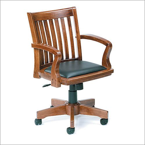 Buy Boss Office Products Banker's Chair in Wood Finish with Leather Cushion - Fruitwood now!