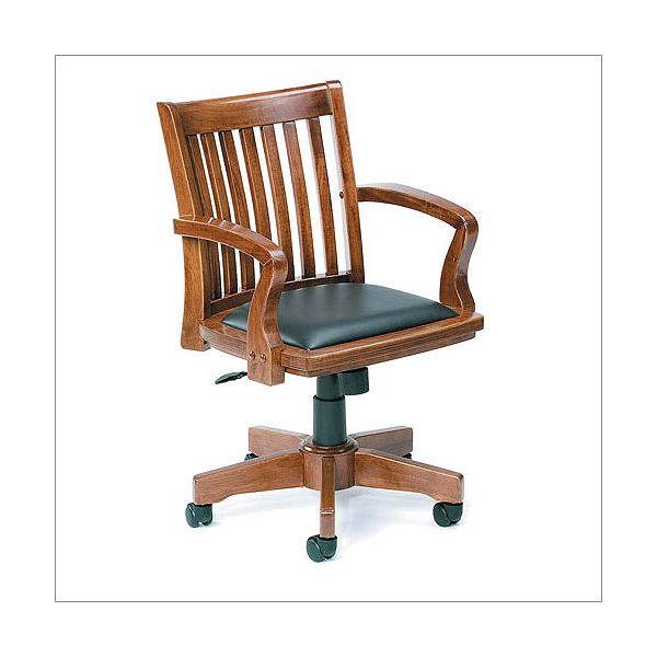 Boss Office Products Adjustable Wood Banker's Chair with Black