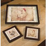 Cypress Trivet, Rustic Rooster Motif