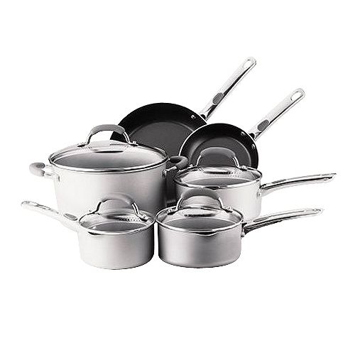 Farberware 10-Piece Cookware Set, Platinum