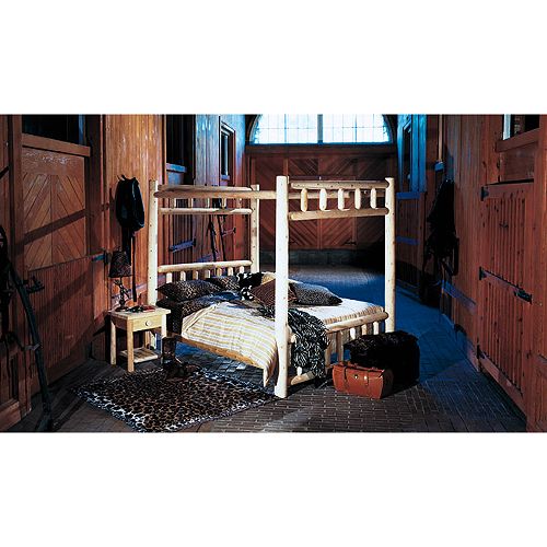  Cedar Looks Canopy Wood Double Bed Set 