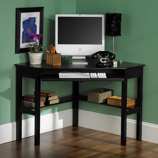 Southern Enterprises, Contemporary Corner Computer Desk - Black