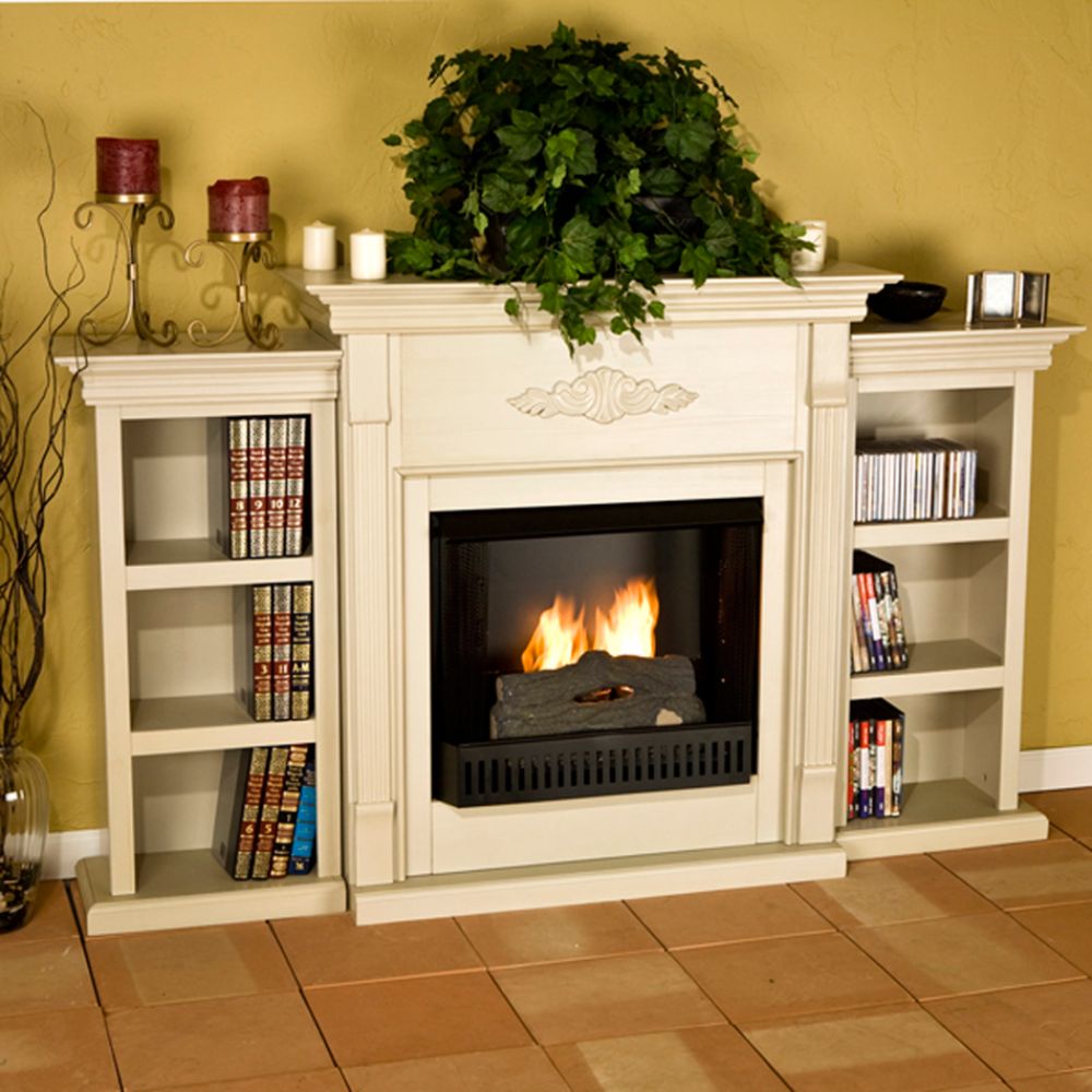 Southern Enterprises, Inc. Teri Gel Fuel Fireplace W/Bookcases - An