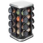 Kamenstein Metro Collection Black hardwood 16 Jar Spice Rack with Stainless Steel Accents