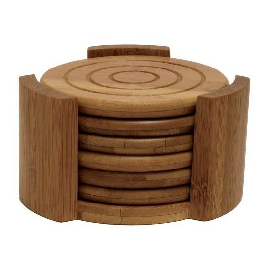 Lipper Bamboo Collection 7-Piece Coaster Set