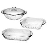 Anchor Hocking Glass 4 piece basketweave set