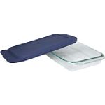 Pyrex 3-qt Oblong with Blue Plastic Cover