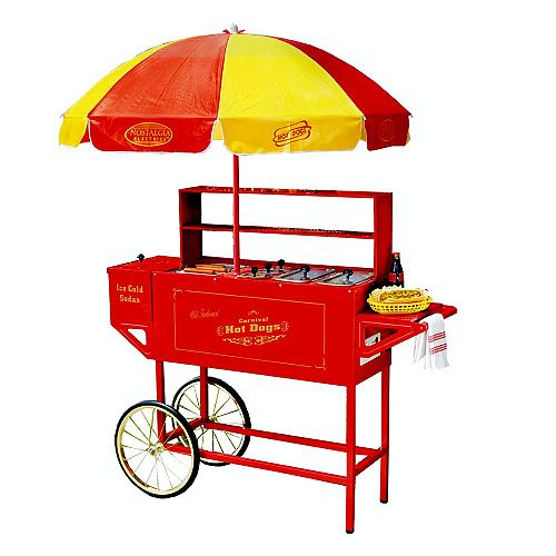 Nostalgia Electrics Carnival Hot Dog Cart w Umbrella - HDC-701 