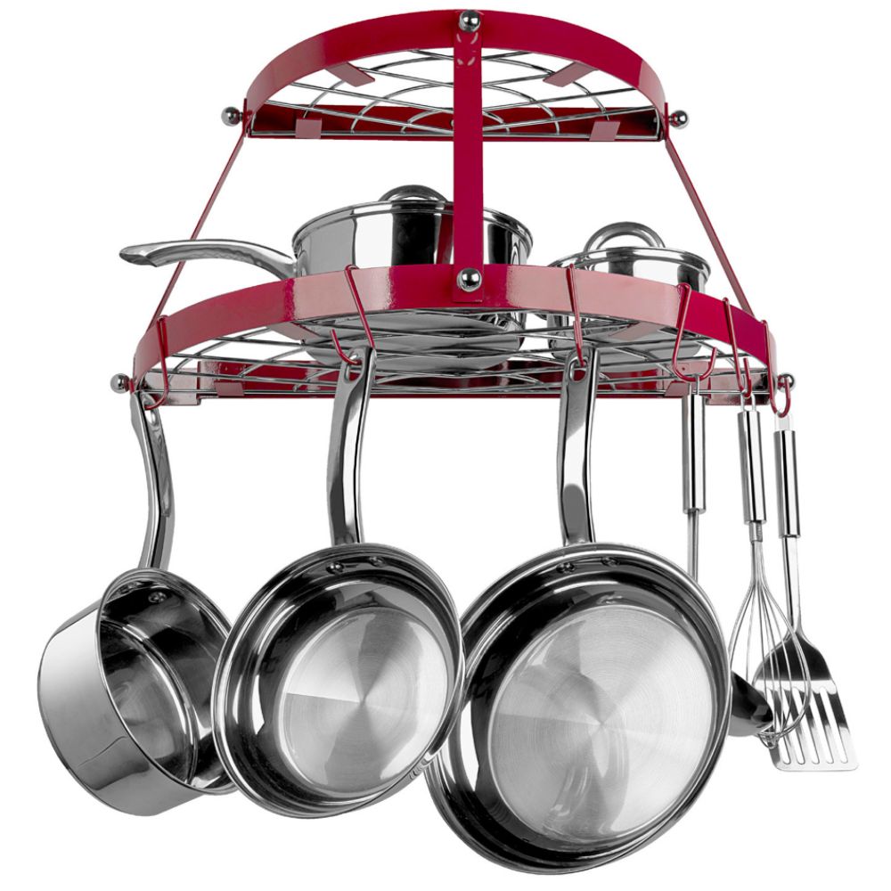 Range Kleen 2-shelf Wall Mount Red Pot Rack