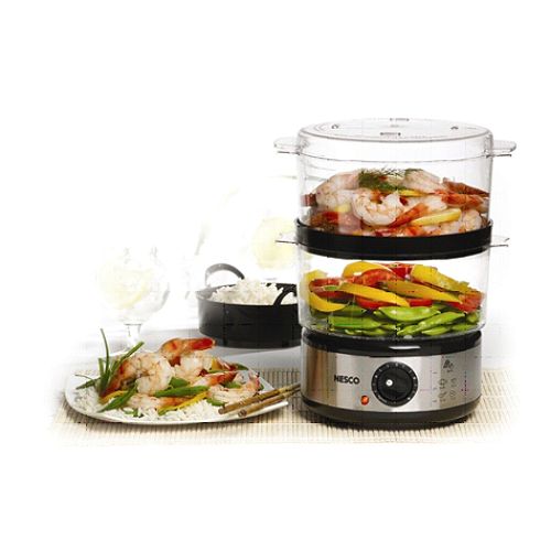 Nesco 5 Quart Double Decker Food Steamer - 2 Trays, 60 Minute Timer
