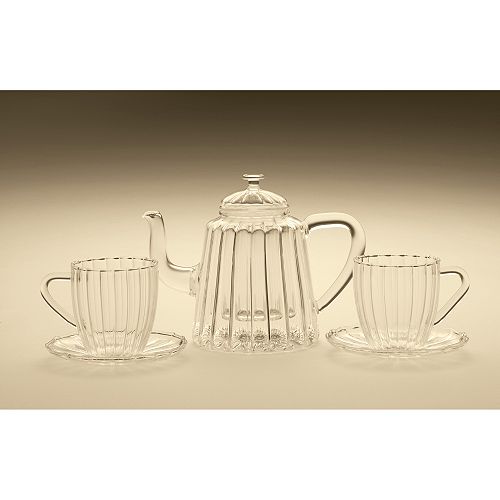 BonJour Coffee and Tea Les Amies Collection Oblong Ribbed Teapot - 53852 Best Price
