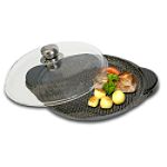 "Stoneline STONELINE Non-stick 11"" Roasting/Grilling Plate w/Glass Lid"

