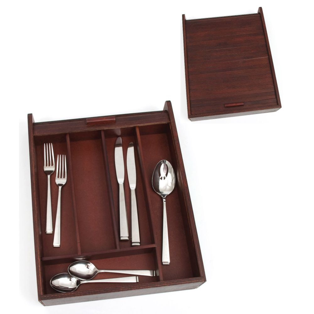 Lipper Cherry Roll-Top Cutlery Tray Cover Multi-Purpose Organizer - Large